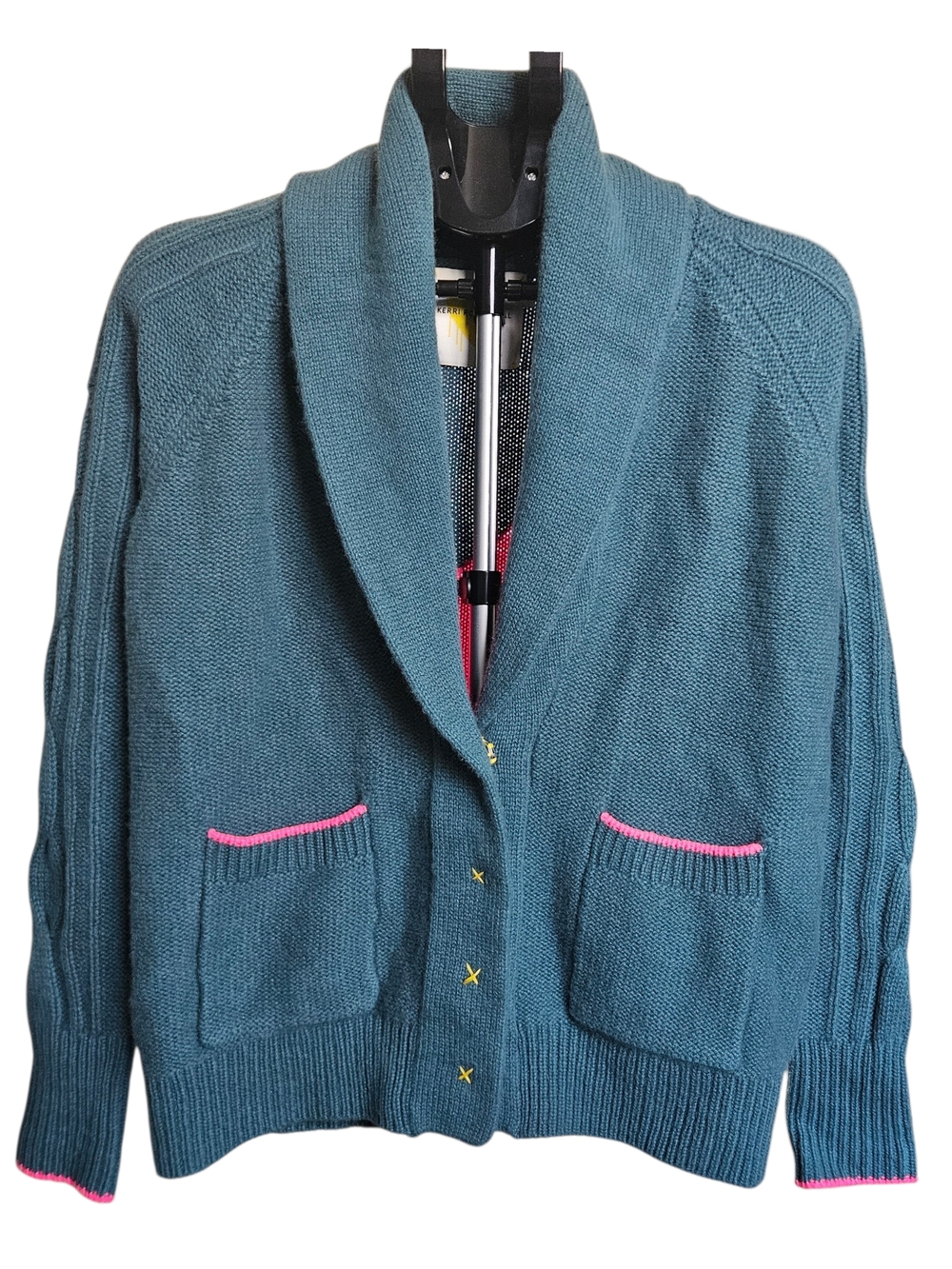 Kerri Rosenthal Cashmere Drippy Heart Shawl Cardigan Sweater Size S